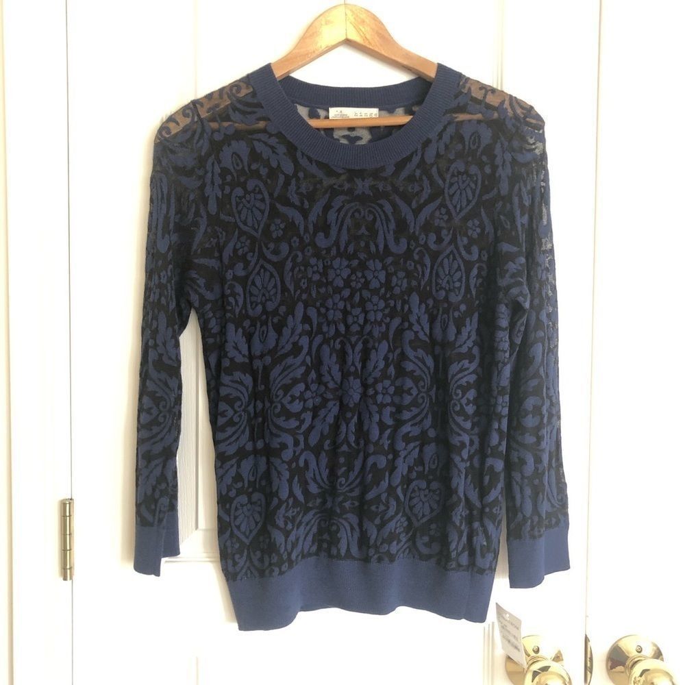 NWT Nordstrom Hinge Blue & Black Sweater Small